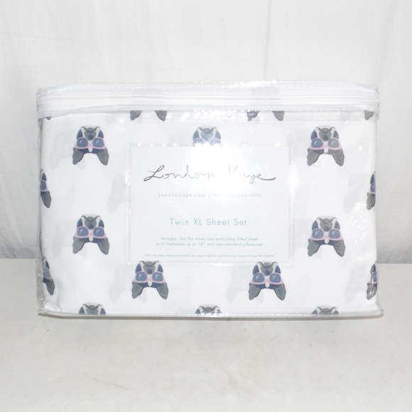 London Kaye Bedding London Kaye Frenchie Bulldog Twin Xl Sheet Set